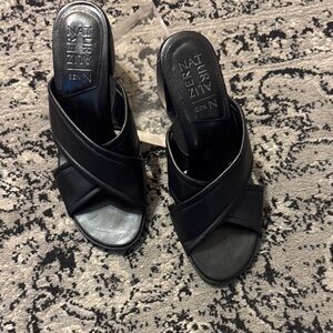 Naturalizer Women's Black Crisscross Mules Heels